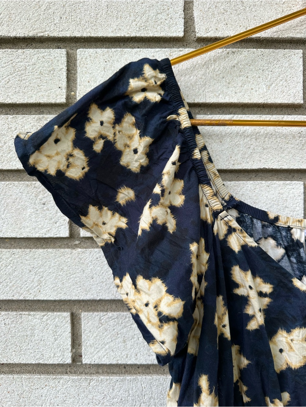 Time and Tru Navy Floral Cotton Flutter Sleeve Tiered Maxi Dress M Cottagecore - Picture 5 of 13